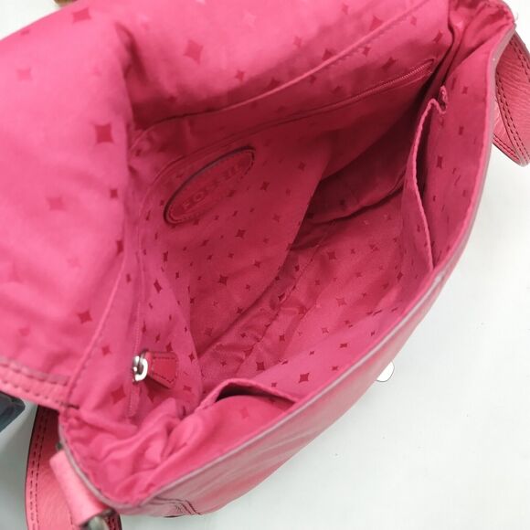 Fossil Red Leather Turnlock Flap Closure Crossbody Bag - Picture 8 of 14